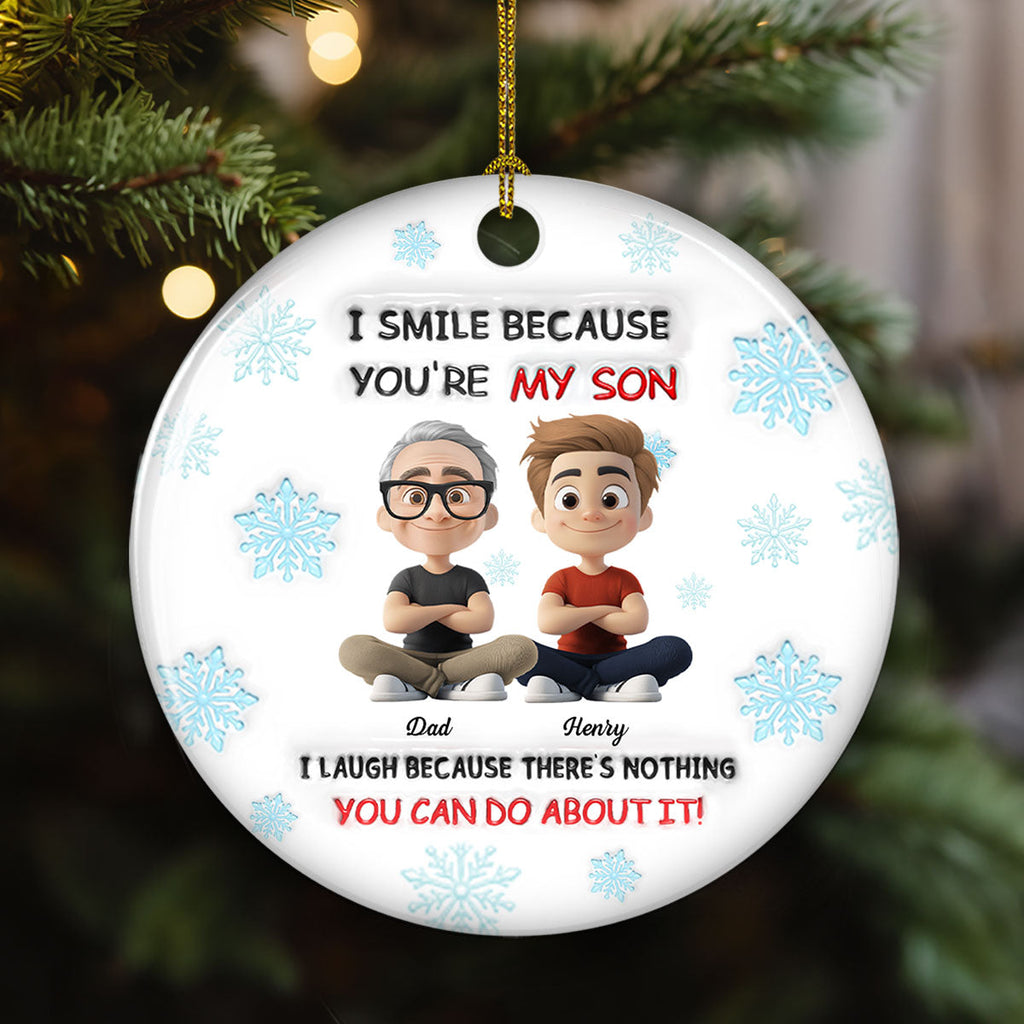 Custom Family Ornament, Christmas Gift for Family Members •  For Son - Personalized 3D Inflated Effect Ceramic Ornament