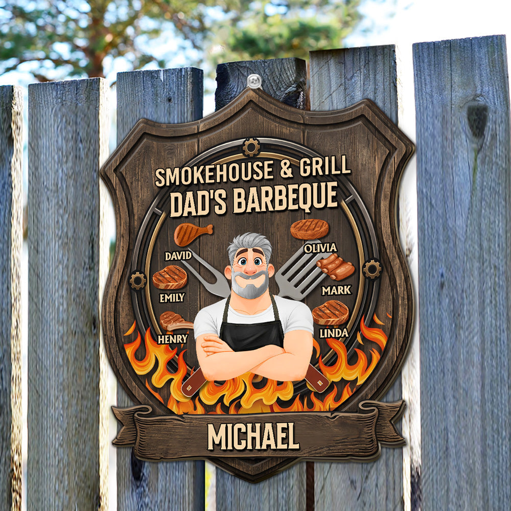 Custom Home & Wall Decor, Birthday & Christmas Gift • Smokehouse And Grill - Personalized Wood Sign