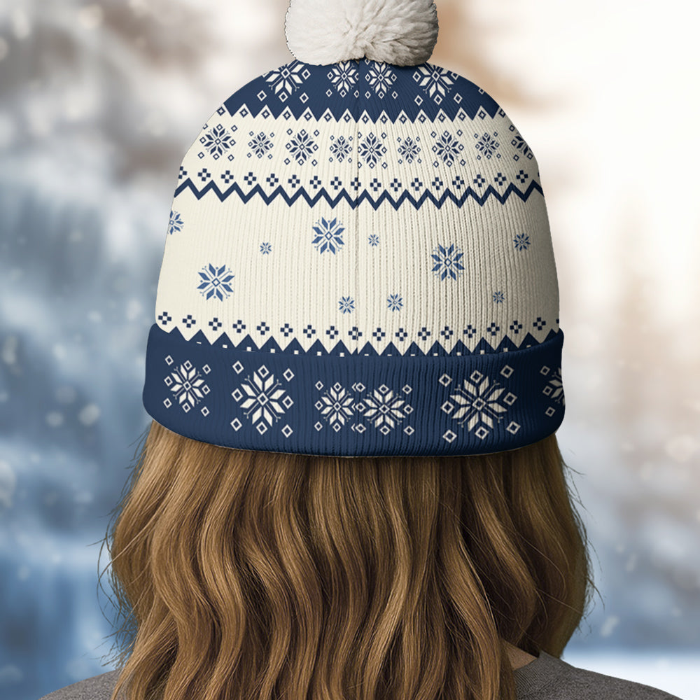 Custom Couple Christmas Hat, for Husband and Wife • My Sweetheart Is Ahead All - Personalized Bobble Beanie Hat