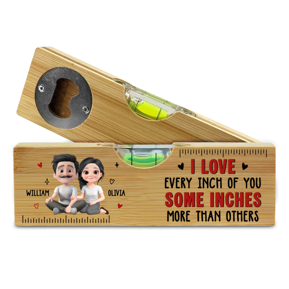 Love Every Inch Of You - Personalized Wooden Spirit Level Bottle Opener