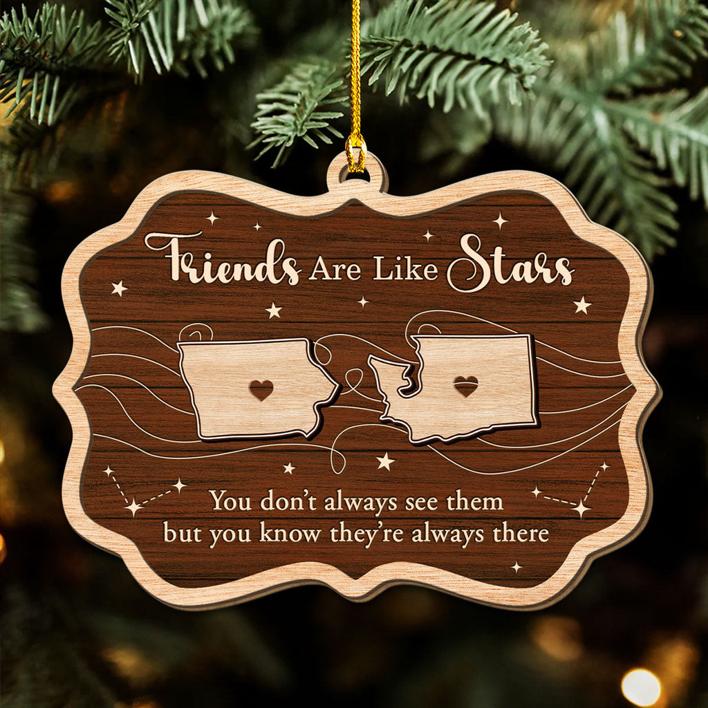 Custom Brothers & Sisters Christmas Ornament •  Siblings Are Like Star - Personalized Wood Ornament
