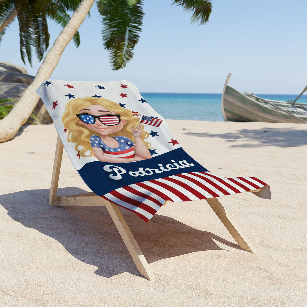 Girl Loves Beach - Personalized Beach Towel