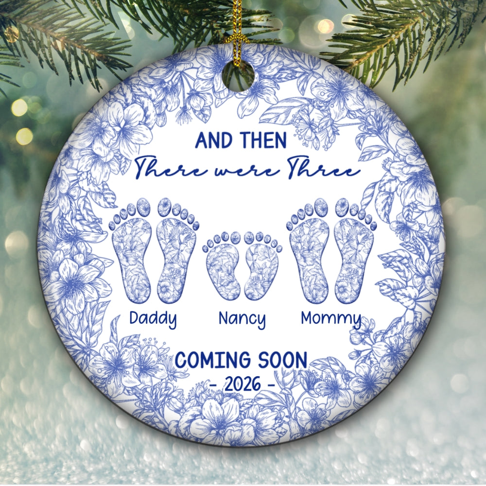 Custom Family First Christmas Ornament •  Love Makes A Family Grow - Personalized Ceramic Ornament