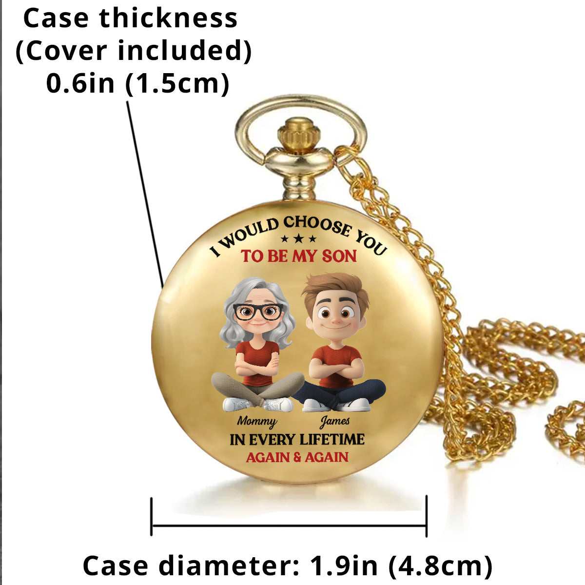 Always Choose You My Son - Personalized Print Pocket Watch