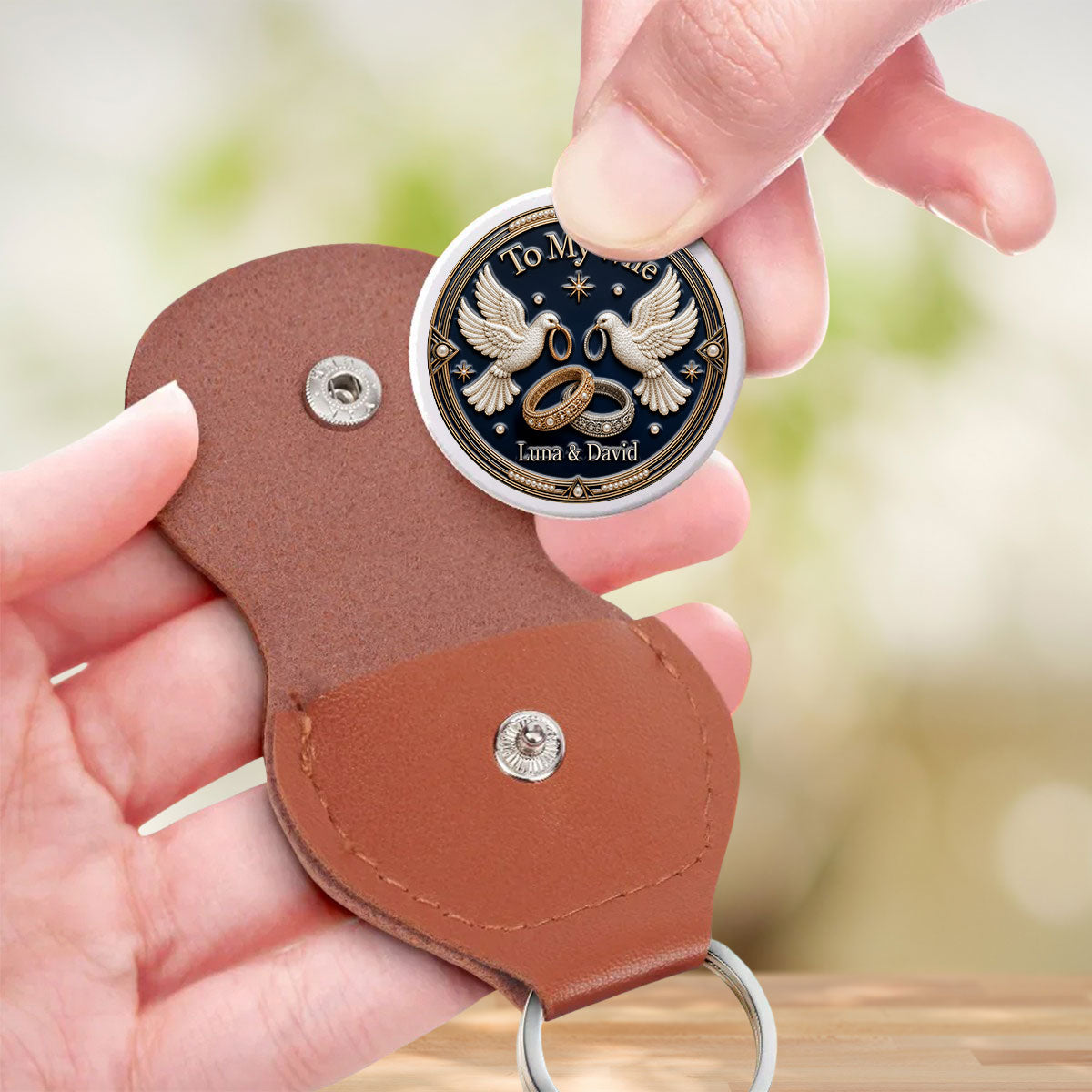 Custom Coin Keychain for Wife, Couple Anniversary Valentine's Day Gifts • Always Remember - Personalized 3D Printing Pocket Hug