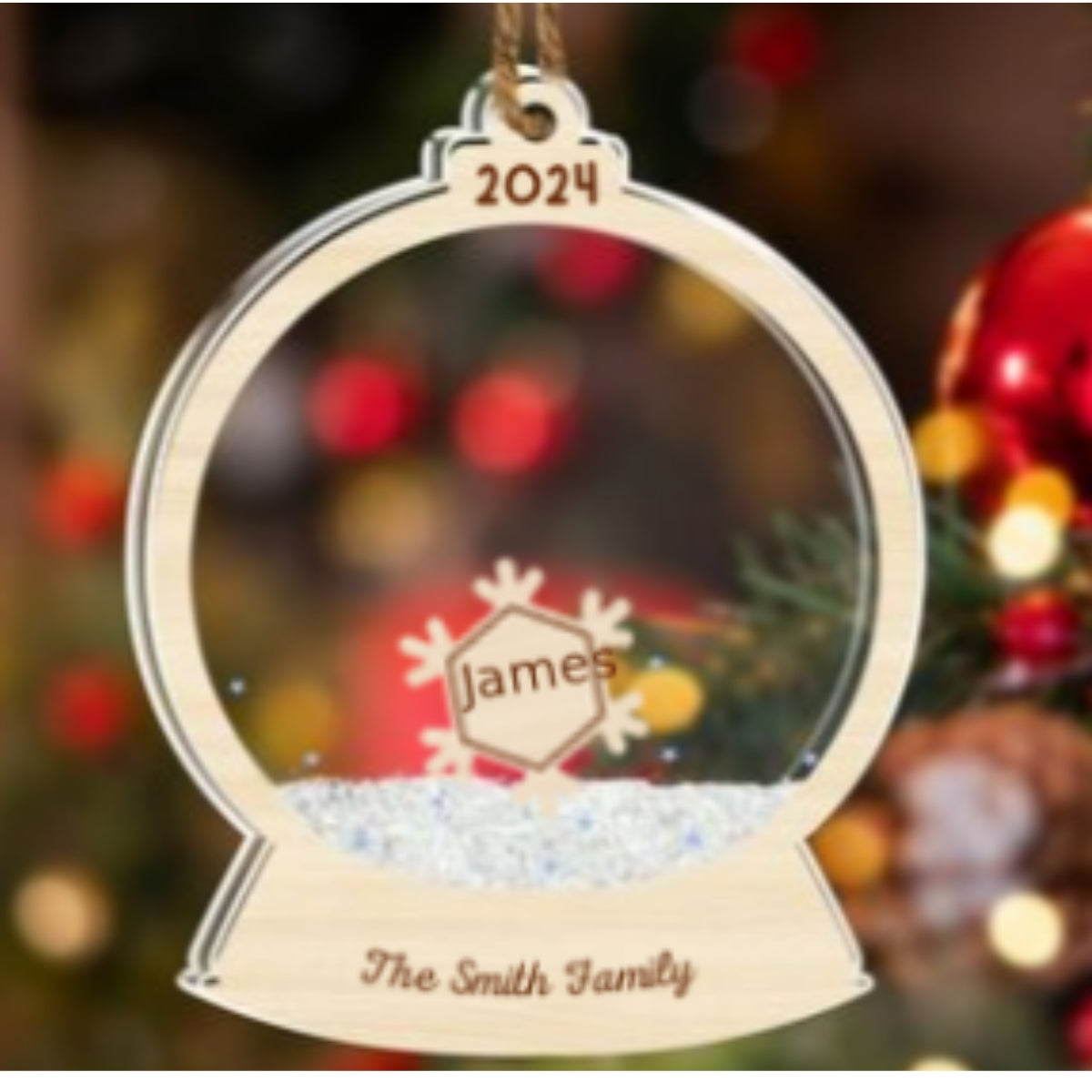 Custom Family Ornament, Christmas Gift for Family Members •  Family & Pet Christmas - Personalized Acrylic Shaker Ornament