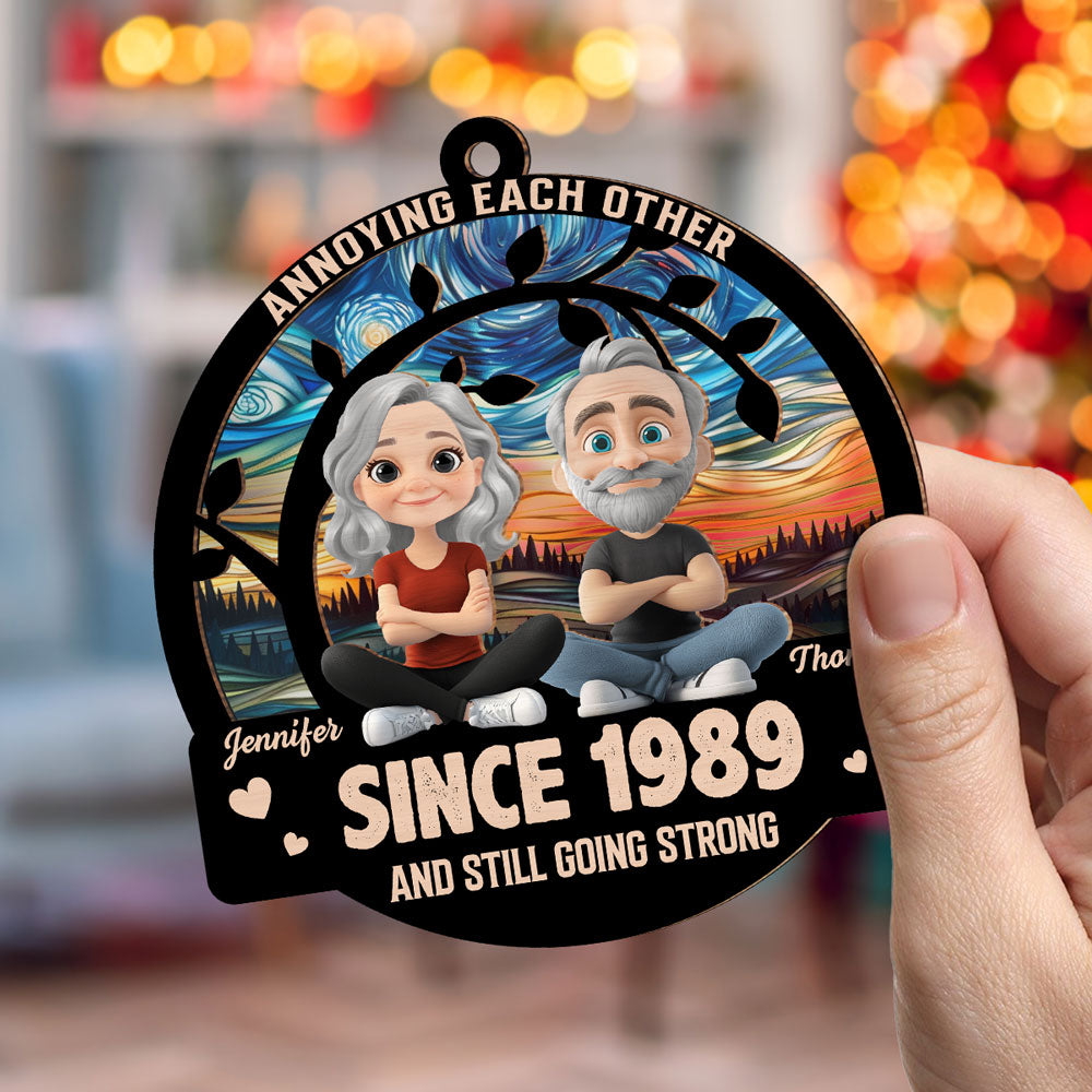 Custom Couple Christmas Ornament, Anniversary Gift •  Together Forever - Personalized Suncatcher Ornament