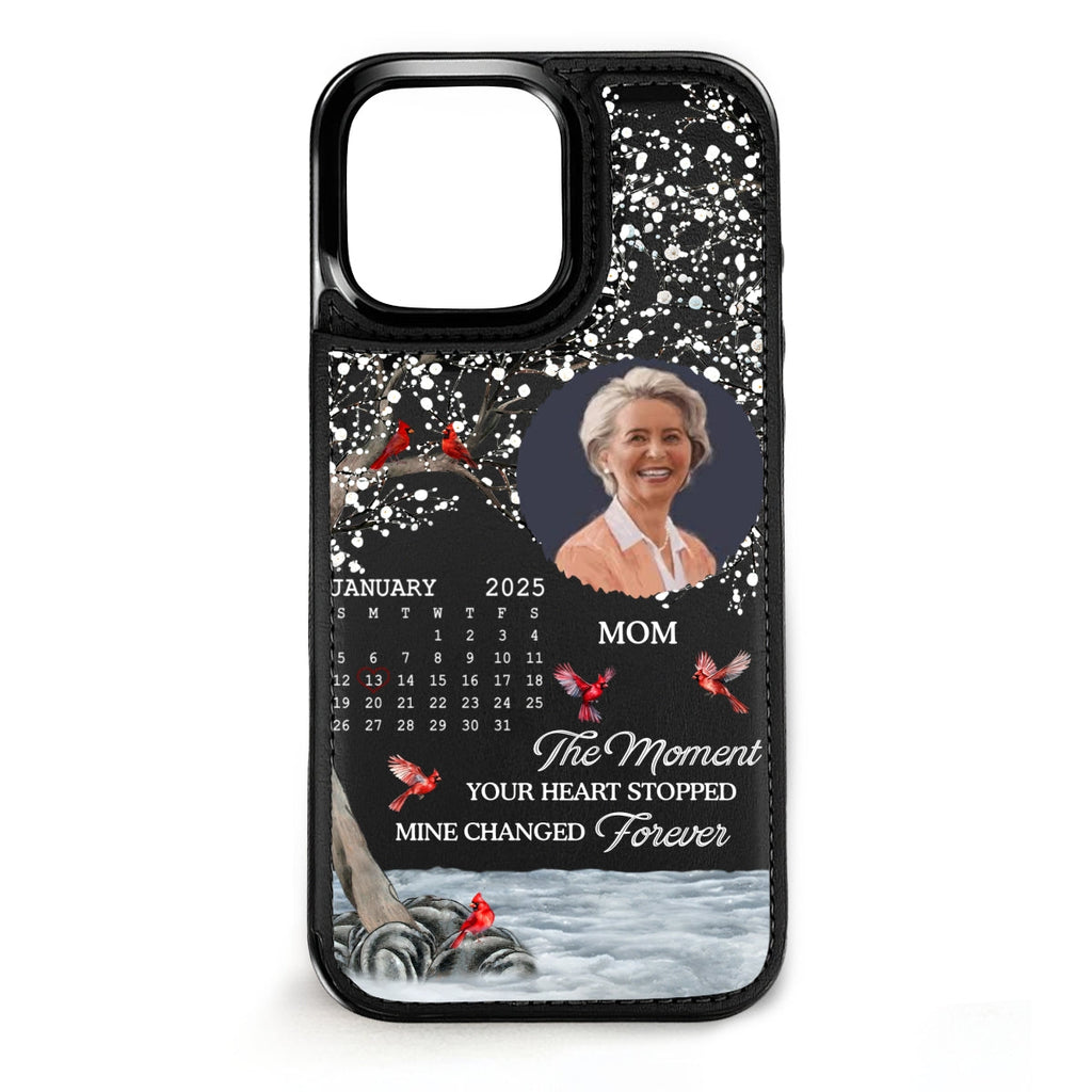 The Moment My Heart Changed Forever - Personalized Leather Phone Case