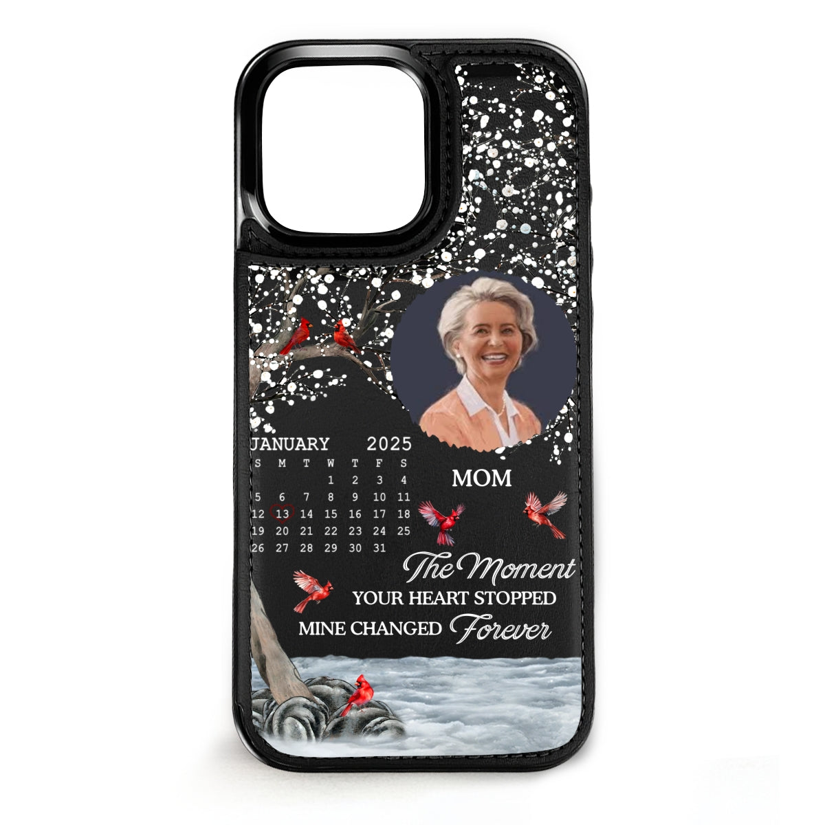 The Moment My Heart Changed Forever - Personalized Leather Phone Case