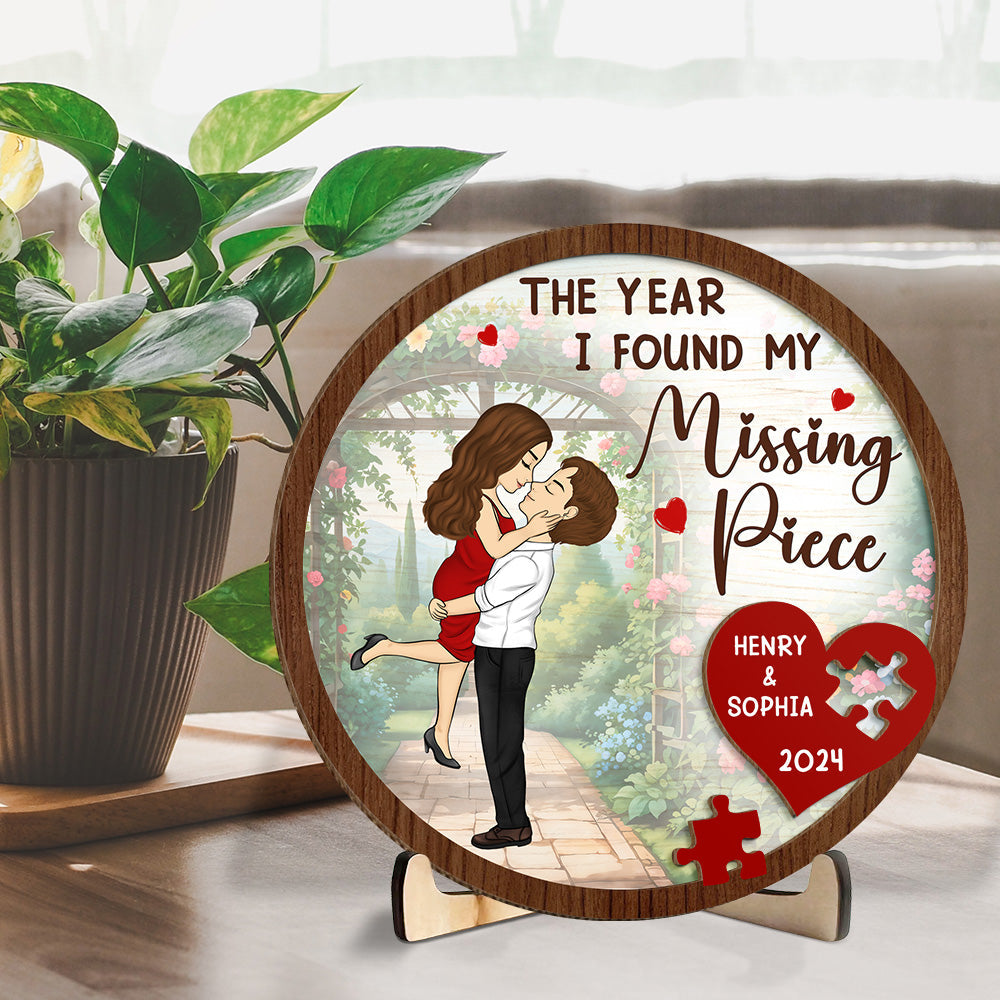Custom Couple's Decor, Anniversary & Wedding Gift • The Year I Found My Missing Piece - Personalized Wooden Plaque