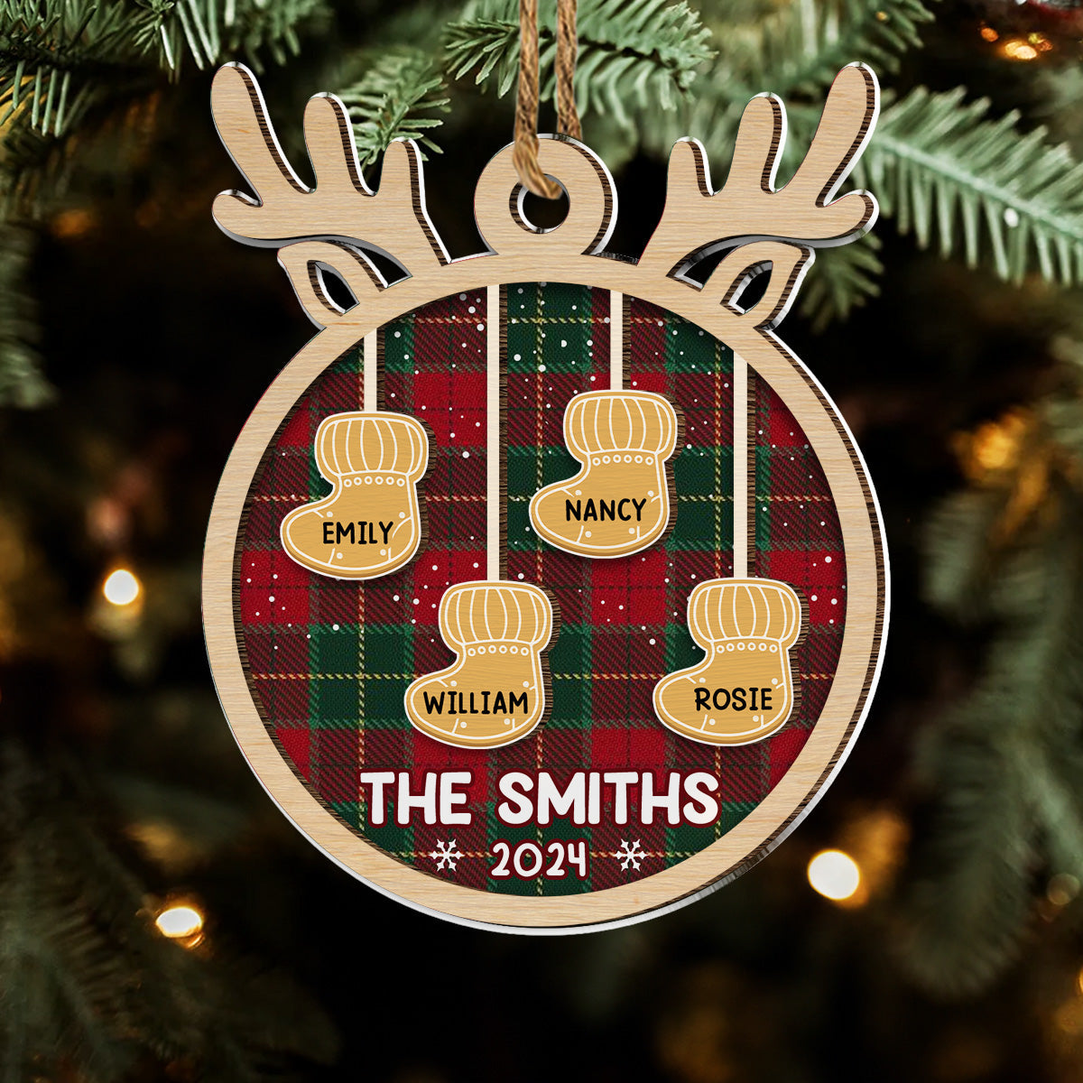 Custom Family Ornament, Christmas Gift for Family Members •  Ginger Family Christmas - Personalized Wood And Acrylic Ornament