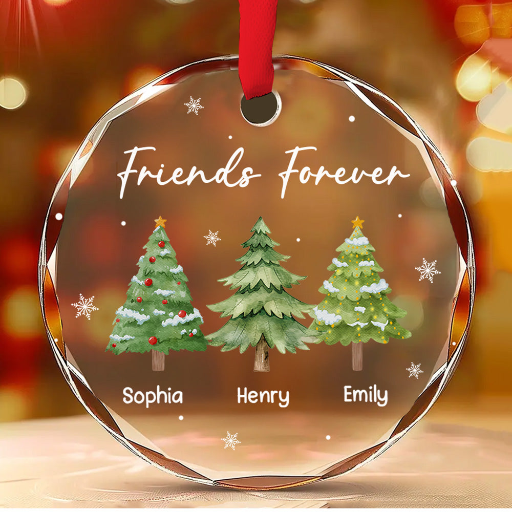 Custom Family Ornament, Christmas Gift for Family Members •  Our Friendship Sparkles Every Christmas - Personalized Glass Ornament
