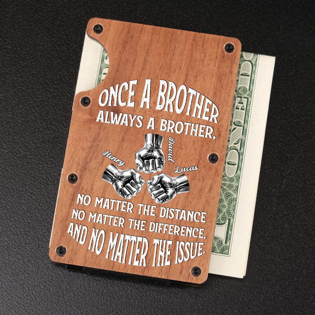 Once A Brother And Always A Brother - Personalized Wooden Card Holder