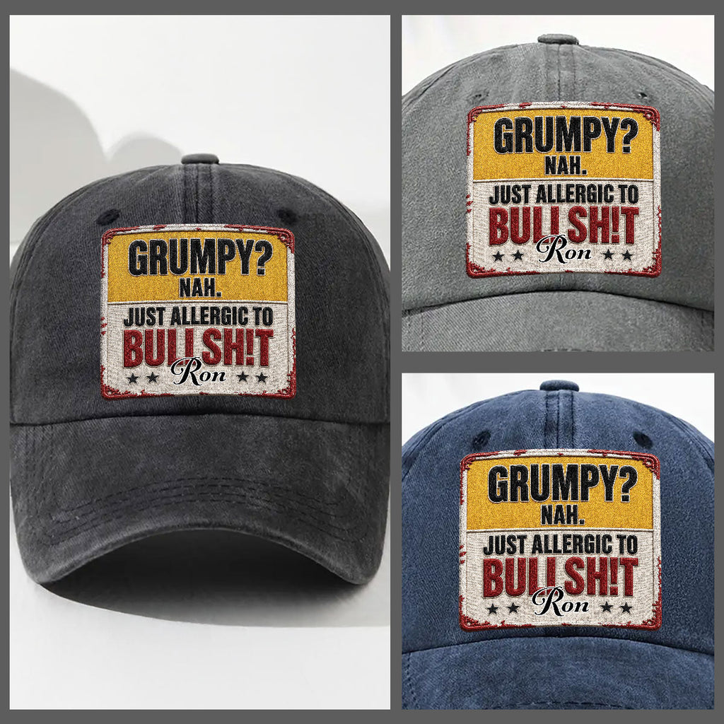 Allergic To All Of Them - Personalized 3D Effect Vintage Washed Denim Cap