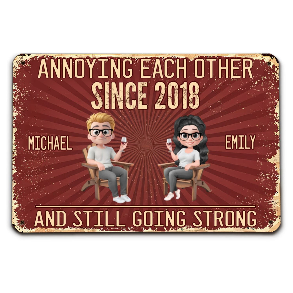 Custom Couple Campground Sign, Campsite Outdoor Wall Decor • Our Everlasting Love - Personalized Metal Sign