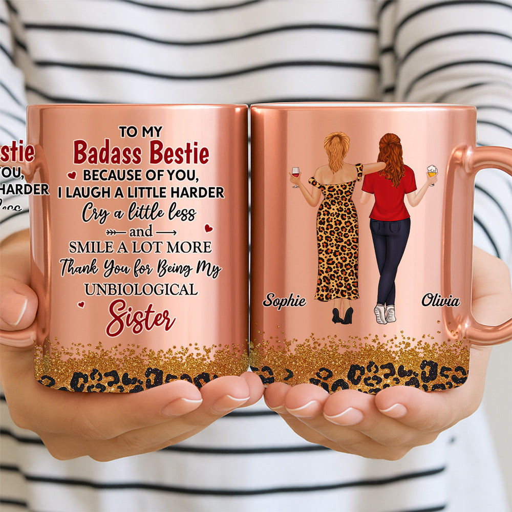 Custom Best Friend, Christmas & Birthday Friendship Keepsake Gift • To My Badass Bestie - Personalized Metallic Mug