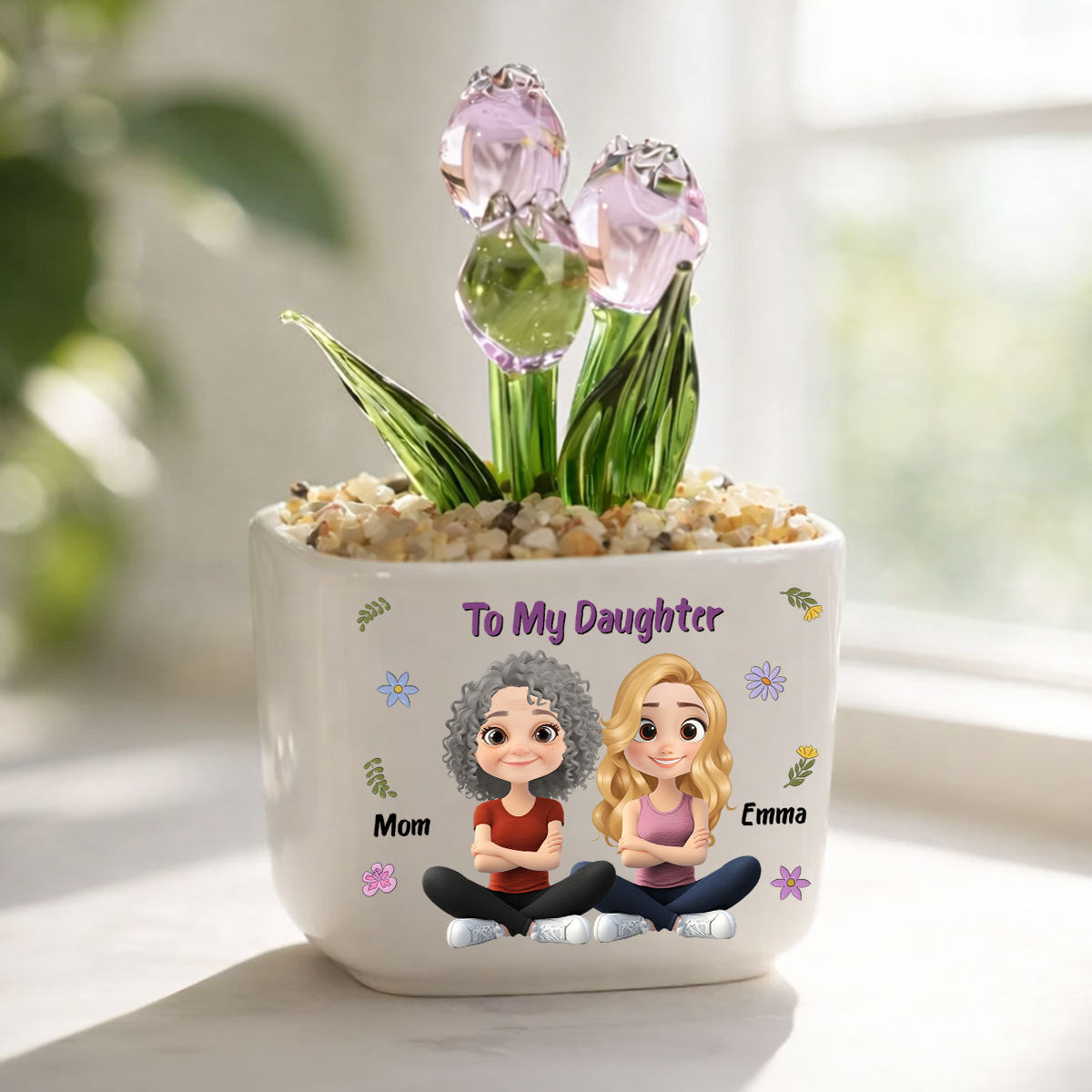 Custom Flower Keepsake, Glass Home Decor Gift for Daughter • How Special You Are - Personalized Glass Everlasting Tulips