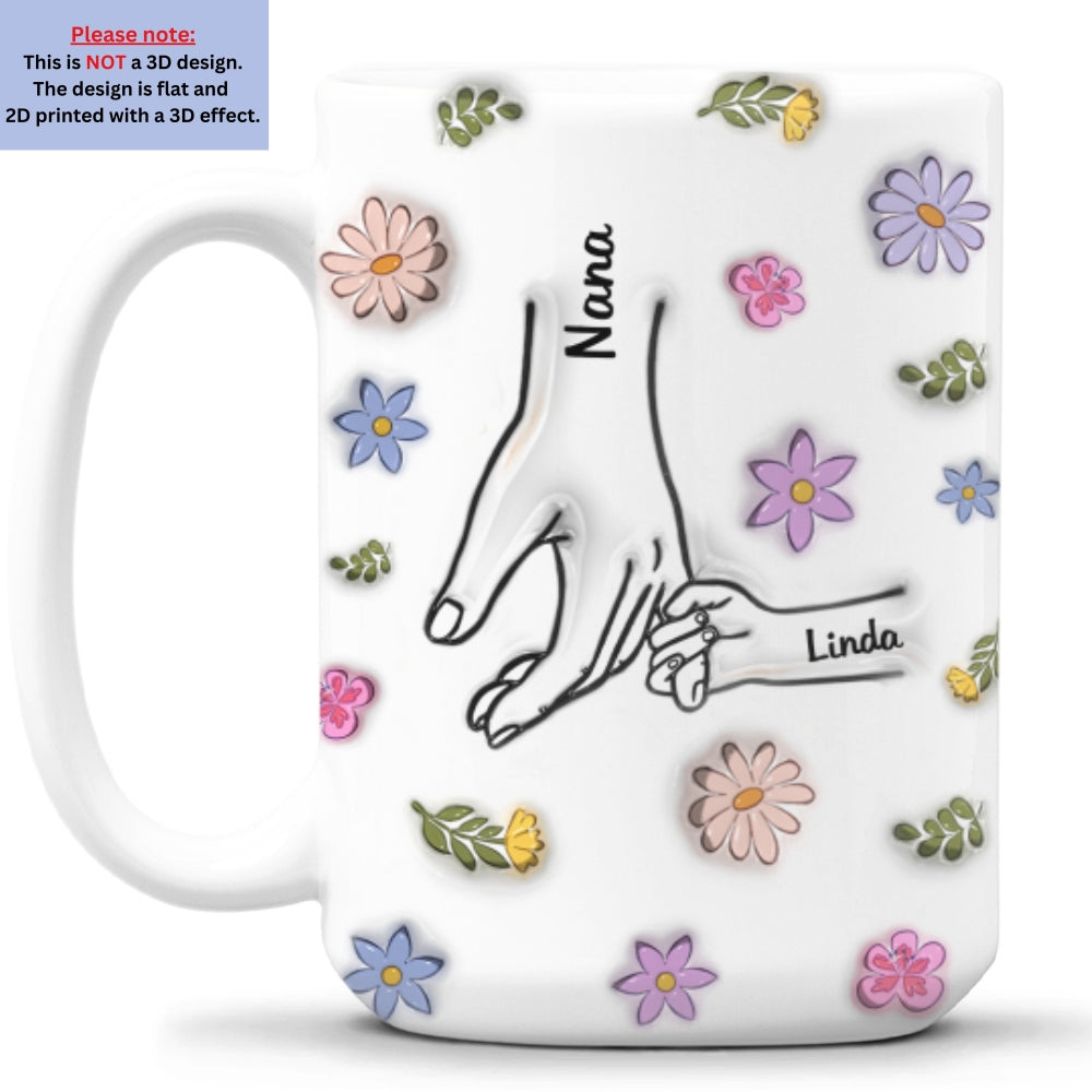 Custom Mother's Day Gift for Mom & Grandma • Grandmother Hold My Hand - Personalized 3D Inflated Effect Mug