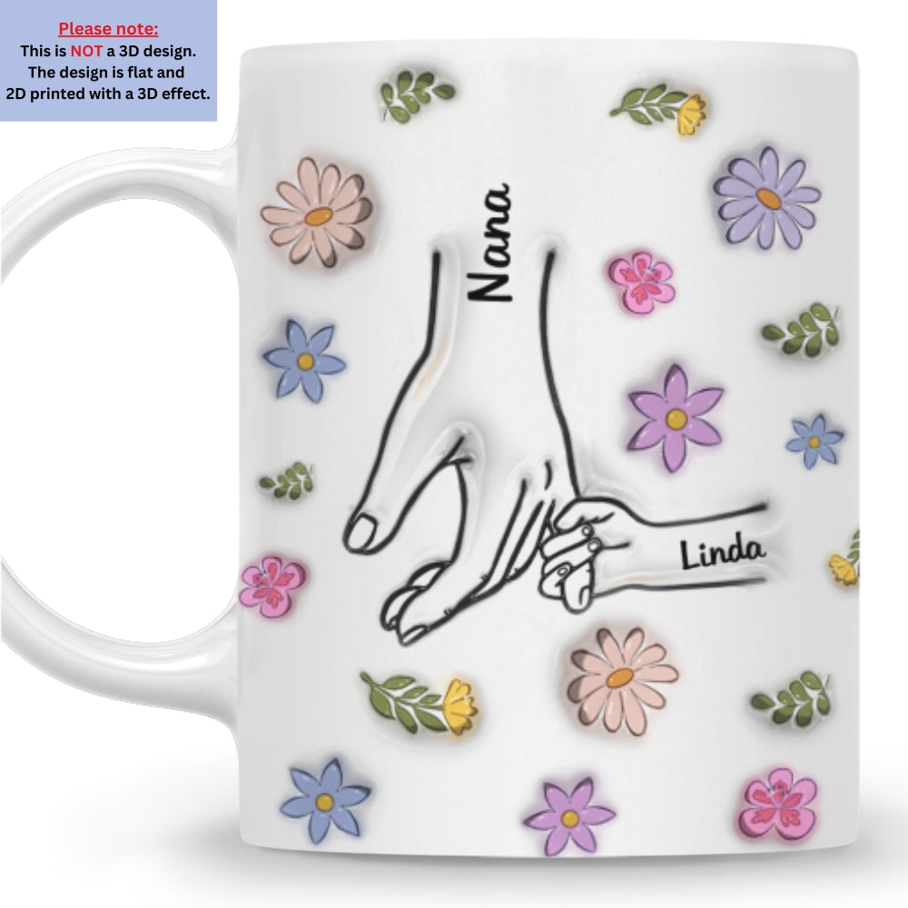 Custom Mother's Day Gift for Mom & Grandma • Grandmother Hold My Hand - Personalized 3D Inflated Effect Mug