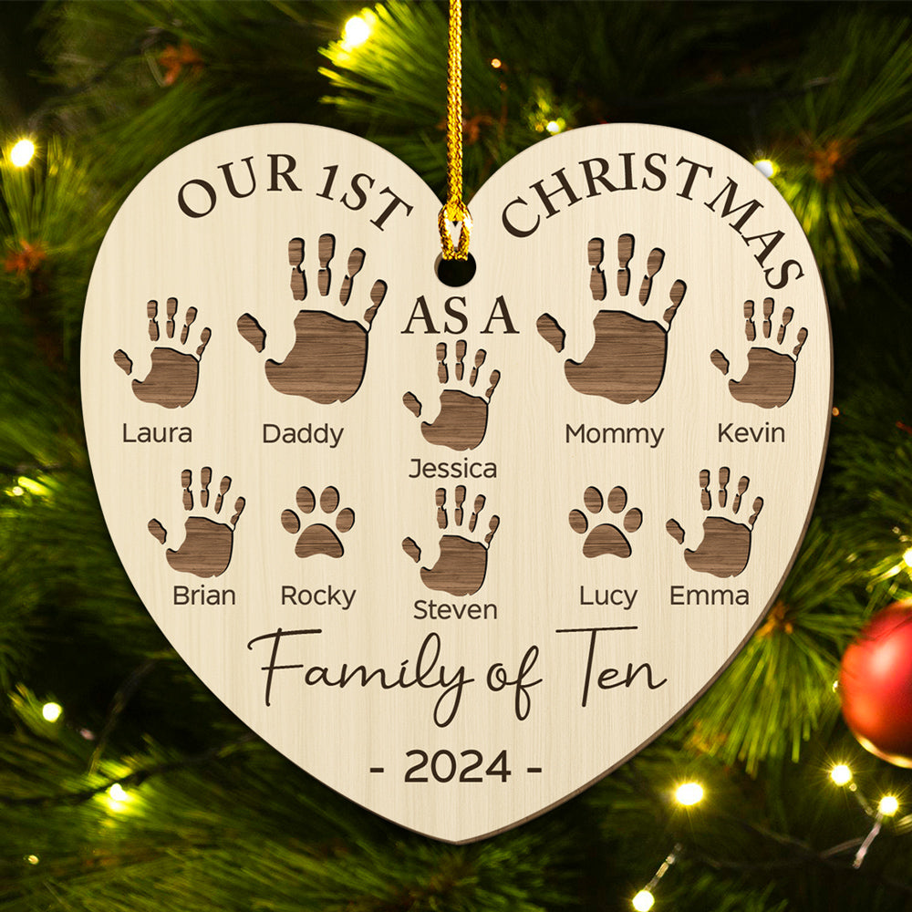 Custom Family First Christmas Ornament •  Happy 1st Christmas As A Family - Personalized Wood Ornament