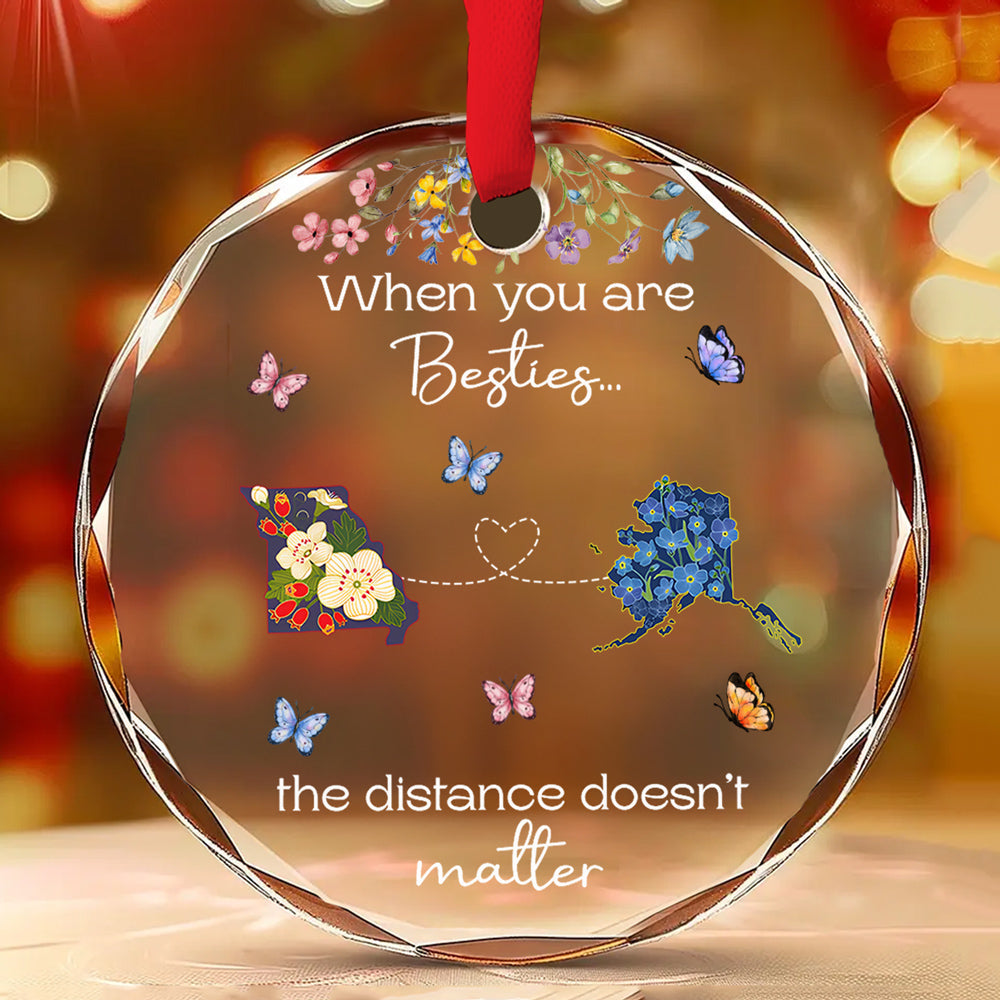 Custom Friendship Christmas Ornament, Best Friend Gift •  When You Are Sisters, Miles Are Meaningless - Personalized Glass Ornament