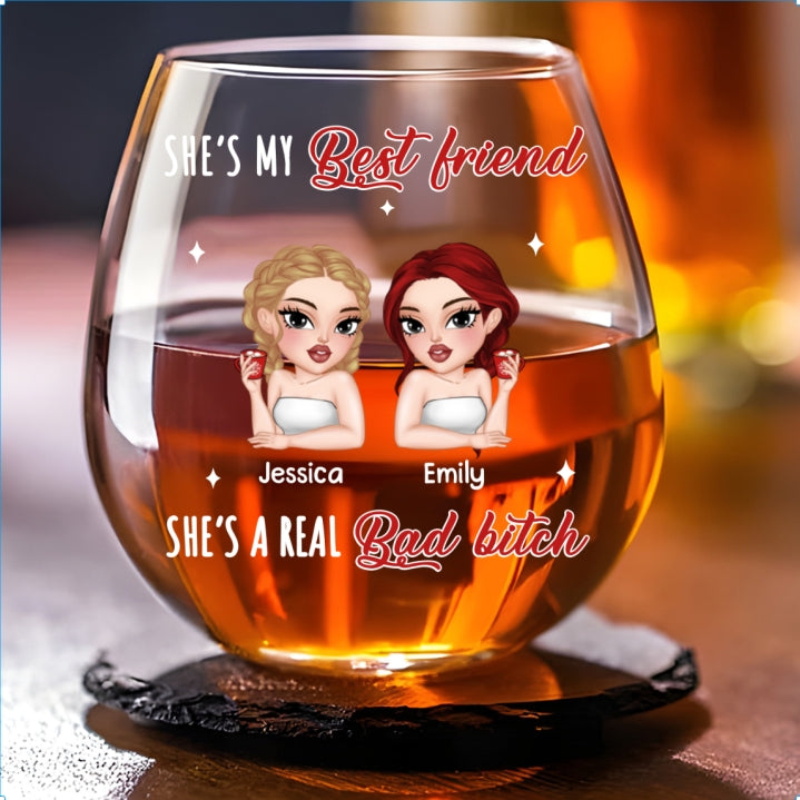 She Is A Queen No Doubt - Personalized Wine Glass