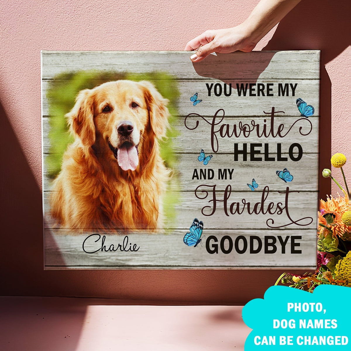 My Hardest Goodbye - Personalized Photo Canvas - Memorial Wall Art