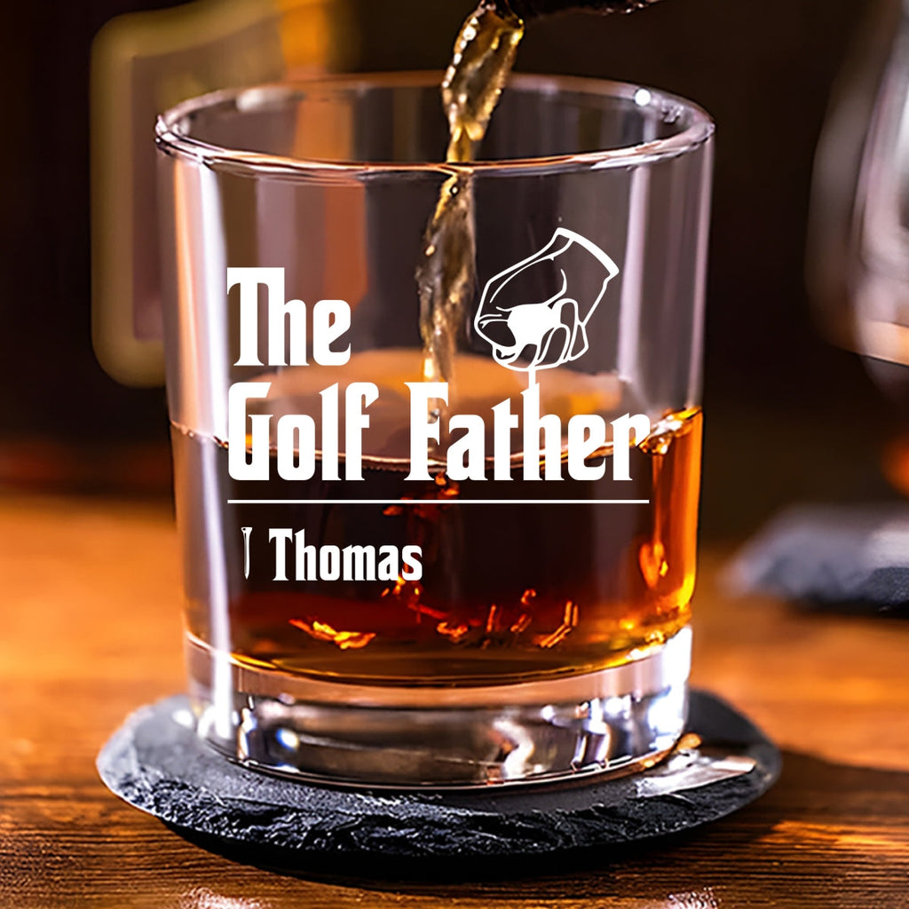 Custom Father's Day Birthday Gifts for Dad • Golf Father - Personalized Whiskey Glass