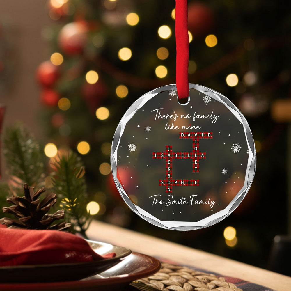 Custom Family Ornament, Christmas Gift for Family Members •  Our Family Crossword - Personalized Glass Ornament