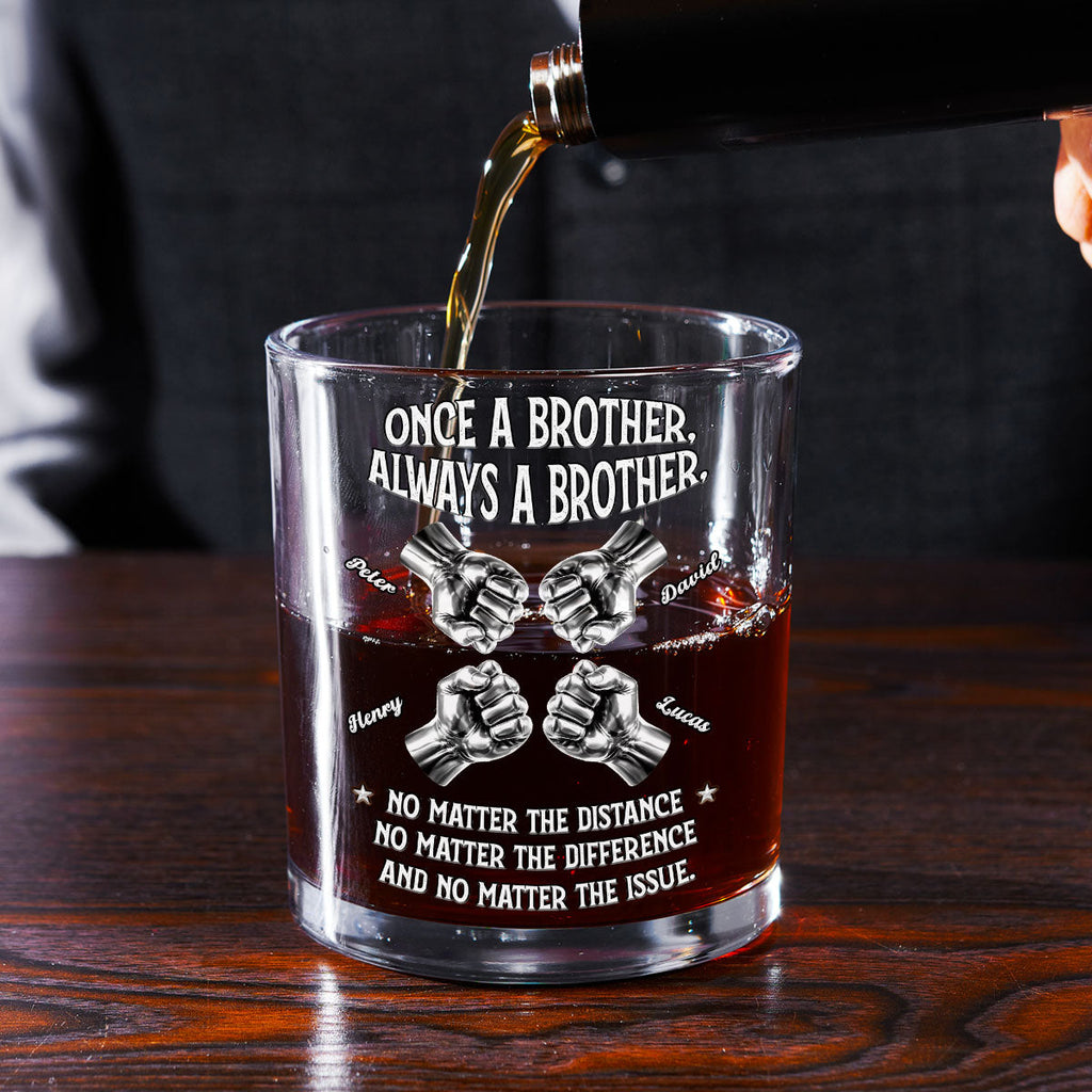 Custom Christmas Birthday Drinkware Gifts for Brother • Always My Brother - Personalized Whiskey Glass