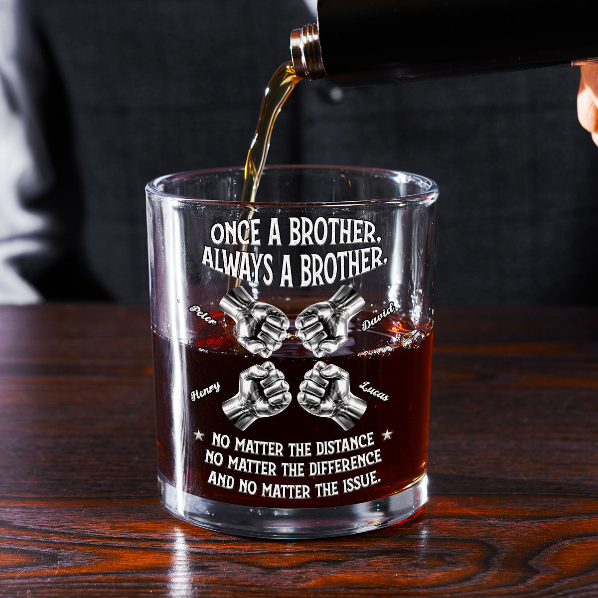 Custom Christmas Birthday Drinkware Gifts for Brother • Always My Brother - Personalized Whiskey Glass