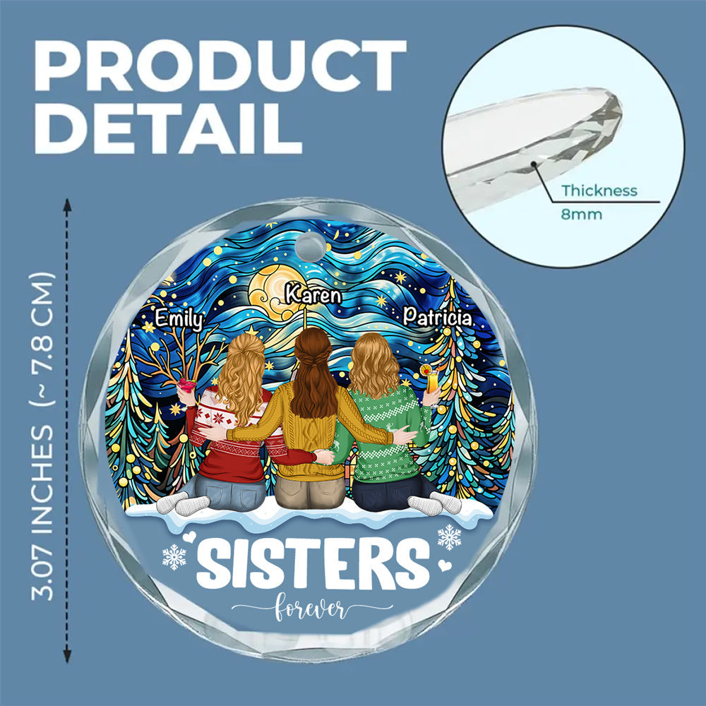 Custom Friendship Christmas Ornament, Best Friend Gift •  Friends Forever - Personalized Glass Ornament