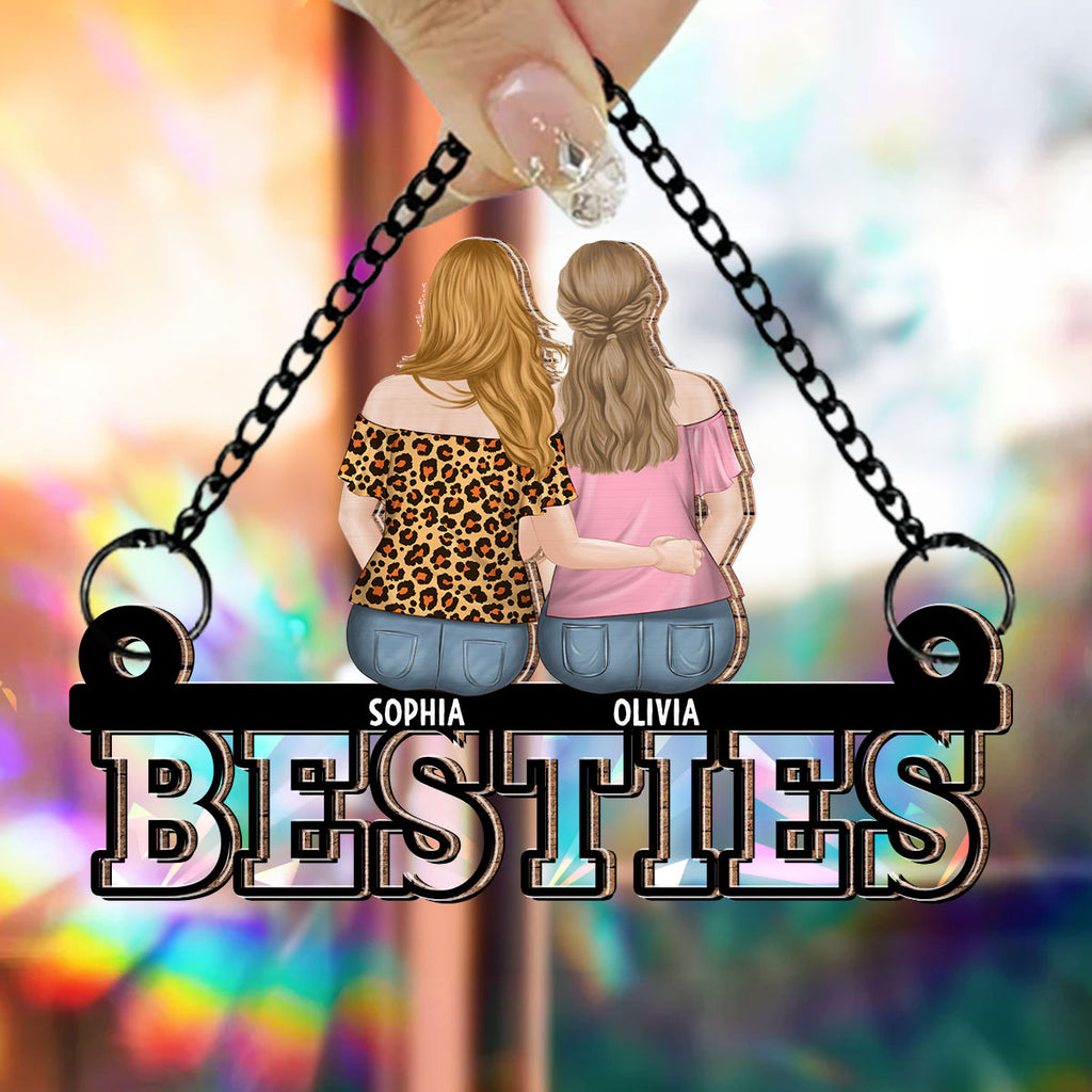Custom Best Friend Hanging Decor, Friendship Birthday Gifts • You Are My Bestie - Personalized Rainbow Suncatcher