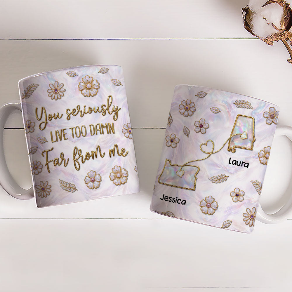 Custom Best Friend, Christmas & Birthday Friendship Keepsake Gift • So Far From Me - Personalized 3D Inflated Effect Mug