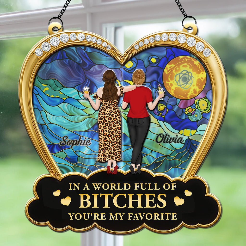 Custom Christmas Hanging Decor, for Best Friend, Friendship Gifts • Favorite Besties - Personalized Suncatcher