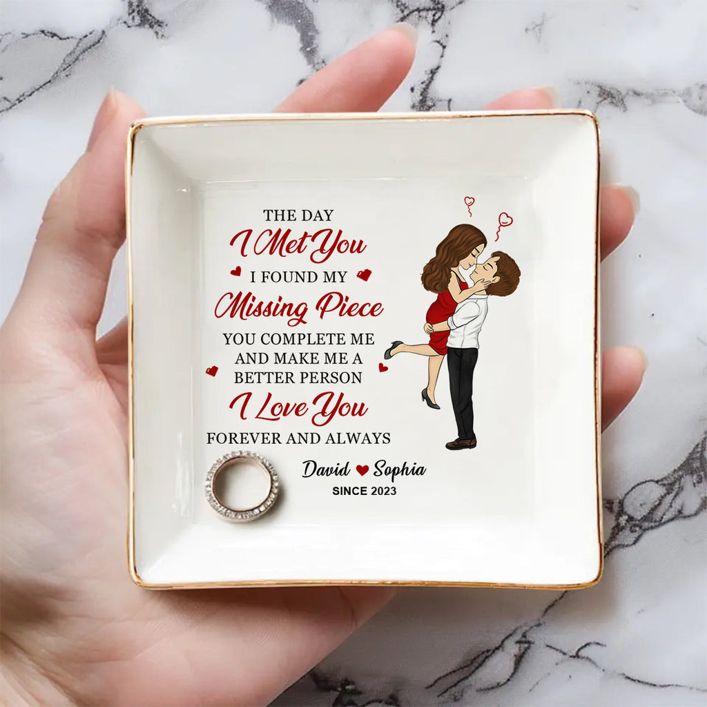 Custom Wife Trinket Dish, Romantic Birthday Anniversary Gift • My Missing Piece - Personalized Jewelry Dish