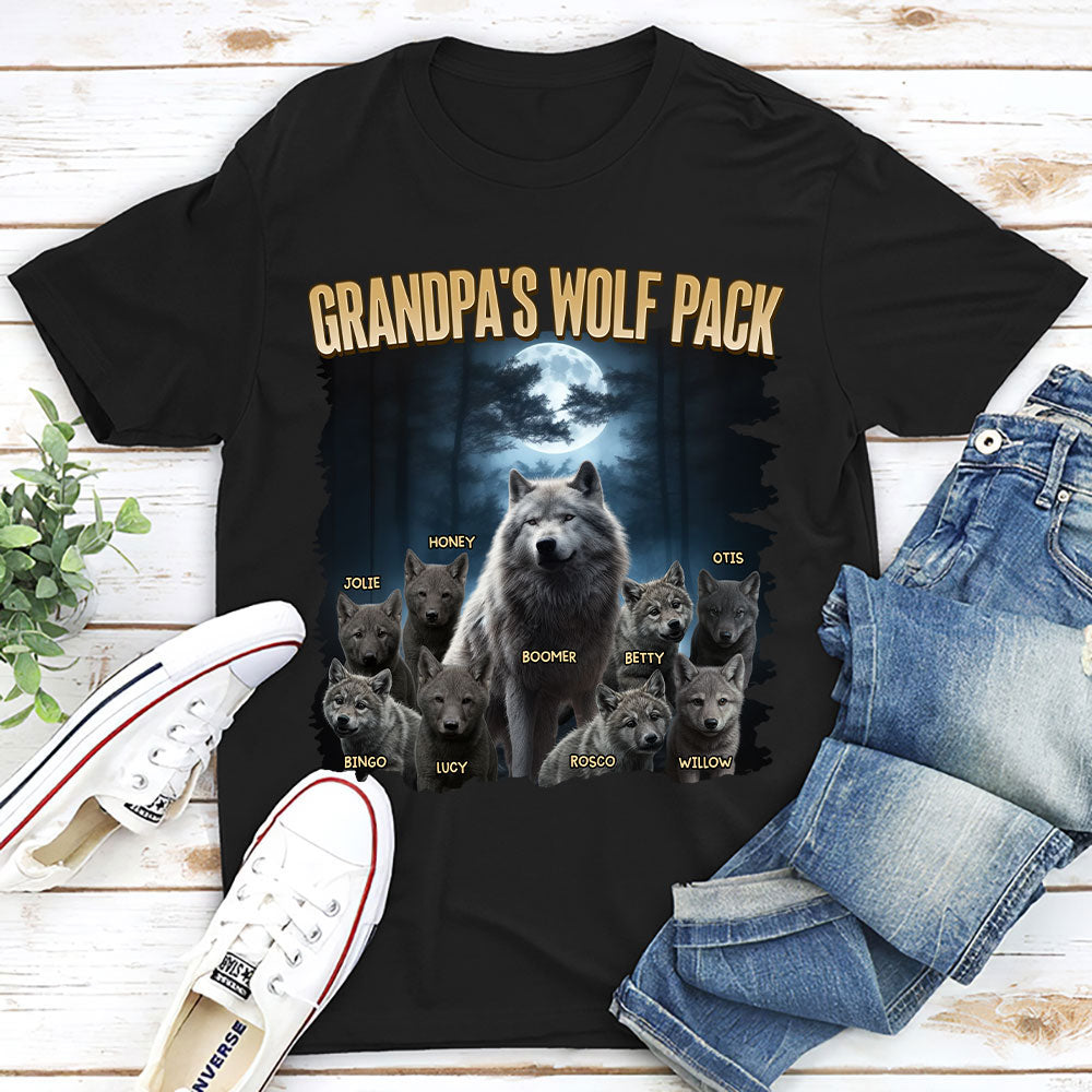 Custom Father's Day, Special Gift for Dad & Grandpa • Dad Wolf Pack - Personalized Shirt