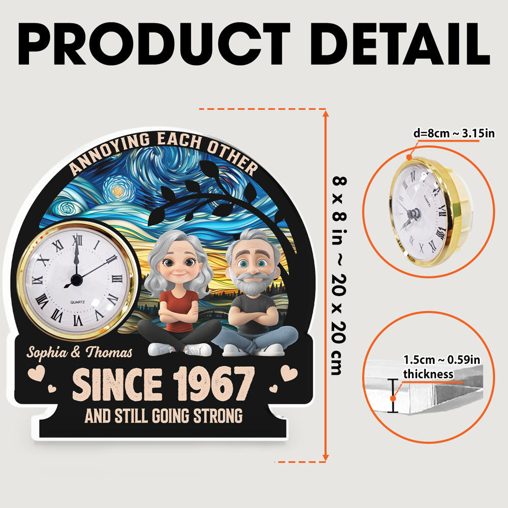 Custom Couple's Decor, Anniversary & Wedding Gift • Annoying Each Other - Personalized Acrylic Desk Clock Plaque
