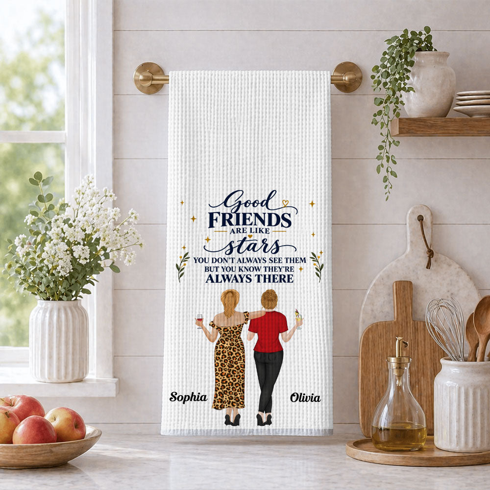 Custom Sister Kitchen Towel With Names, Birthday Christmas Gift For Sister Sibling • Always There - Personalized Kitchen Towel