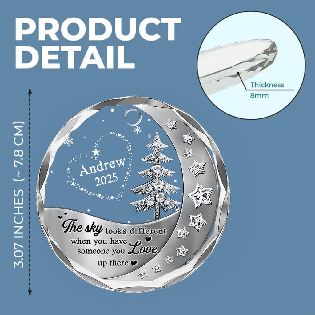 Custom Memorial Christmas Ornament, Sympathy Keepsake •  Not The Same Sky - Personalized 3D Effect Glass Ornament