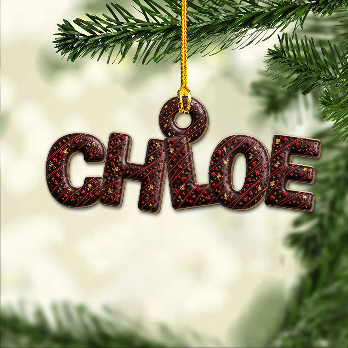Custom Letter Christmas Ornament & Stocking Tag with Name • Hanging Names - Personalized Wood Ornament
