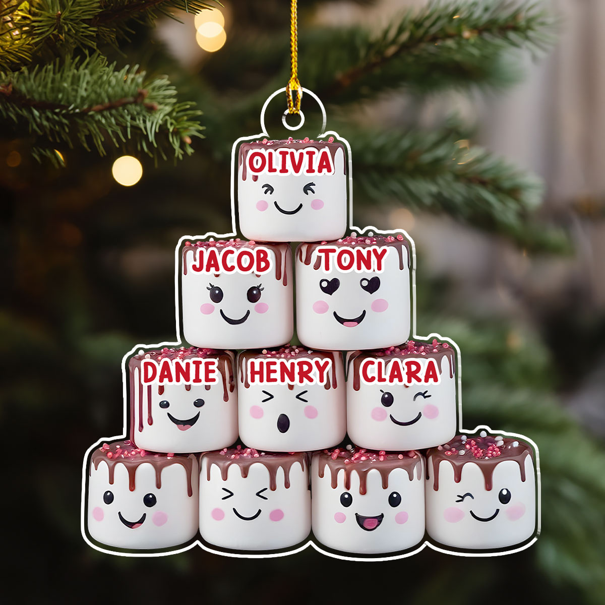 Custom Family Ornament, Christmas Gift for Family Members •  Marshmallow Family - Personalized Acrylic Ornament