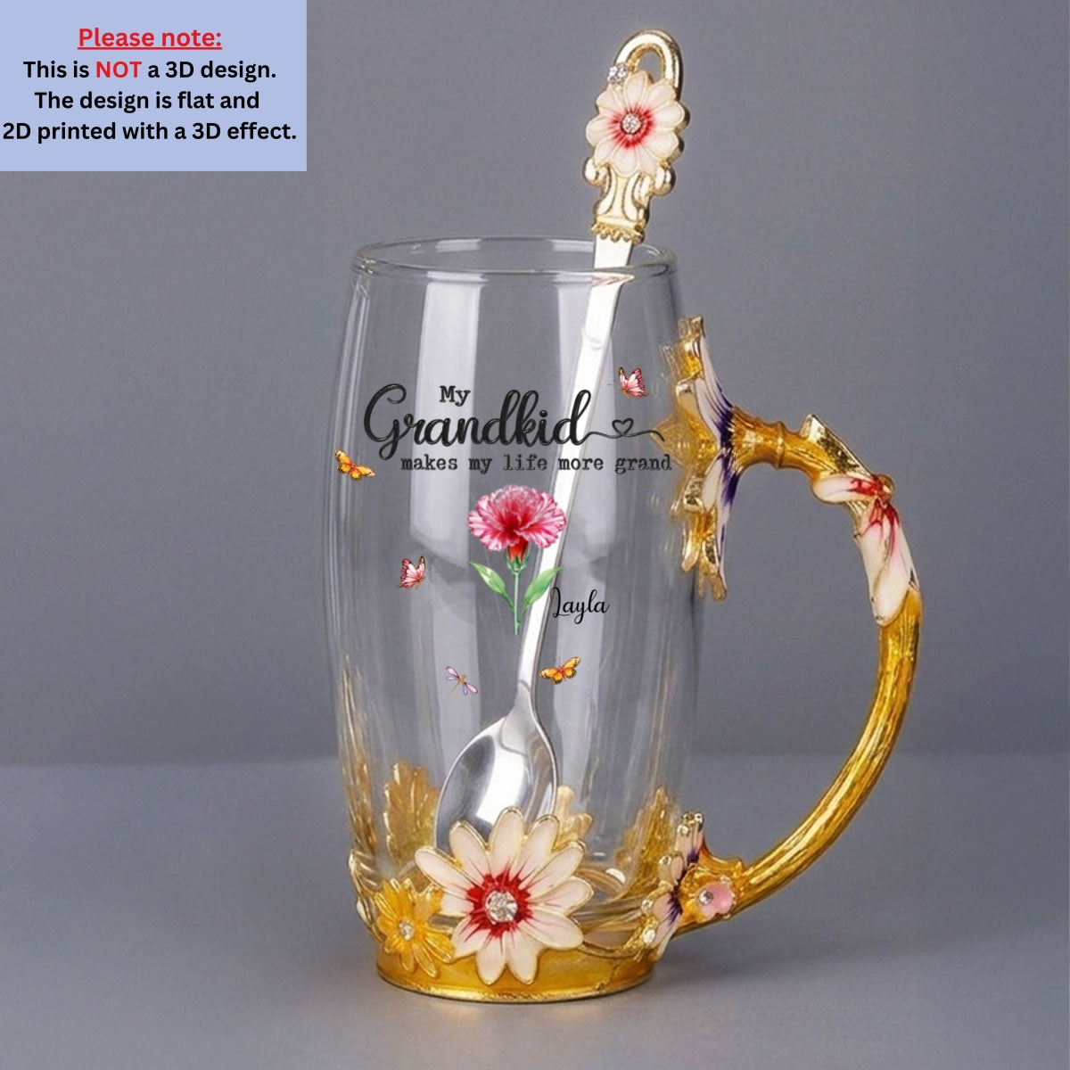 Make Life More Grand With Lovely Kids - Personalized 14OZ Flower Tea Cup