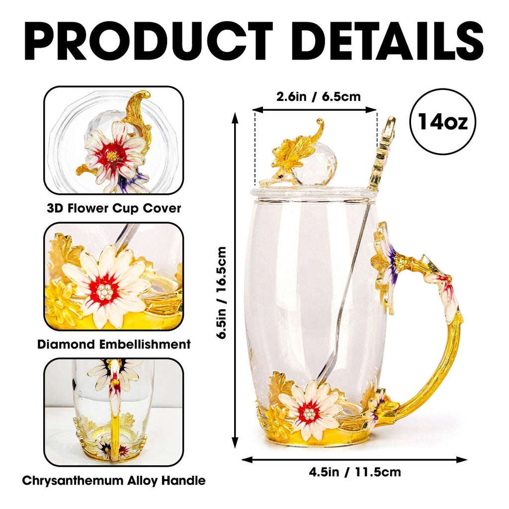 Make Life More Grand With Lovely Kids - Personalized 14OZ Flower Tea Cup