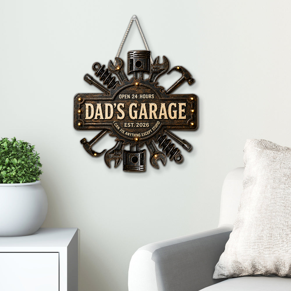 Custom Home & Wall Decor, Birthday & Christmas Gift • Dad Garage - Personalized Wood Sign