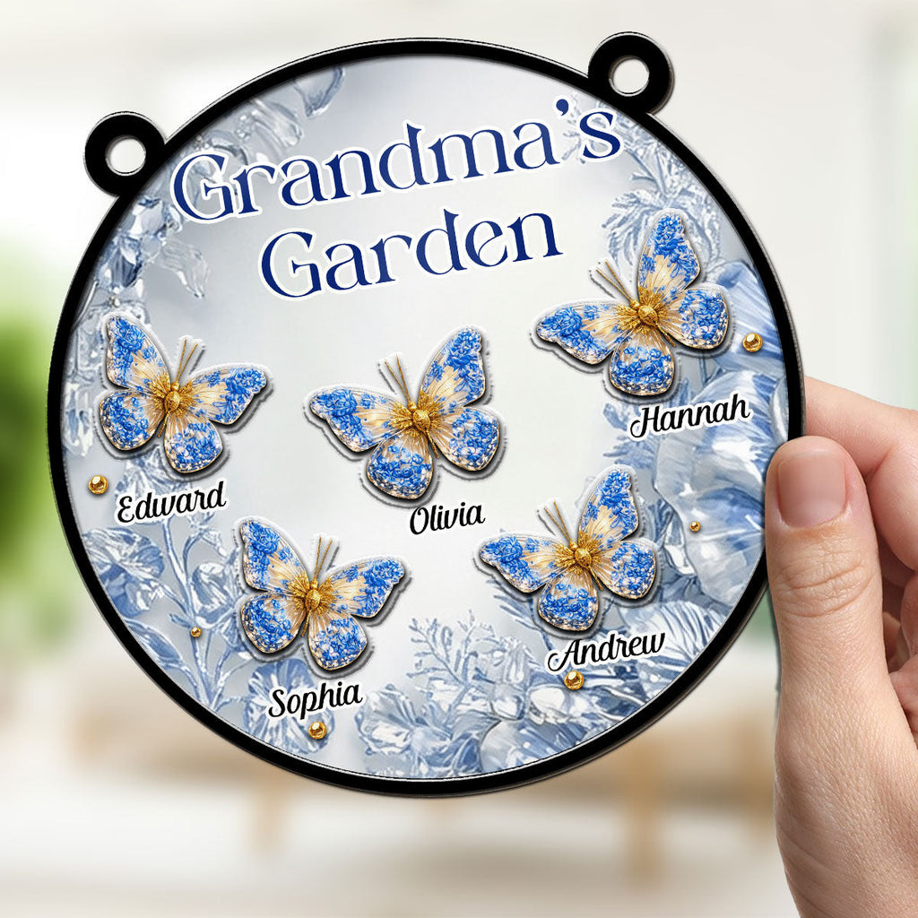 Custom Name Grandma Hanging Decor, Mother's Day Birthday Gifts • The Garden Mom - Personalized Suncatcher