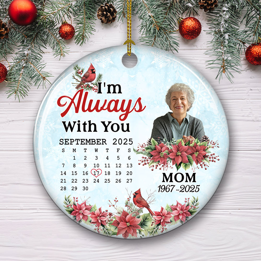 Custom Photo Memorial Christmas Ornament, Sympathy Keepsake • A Day To Remember - Personalized Ceramic Ornament