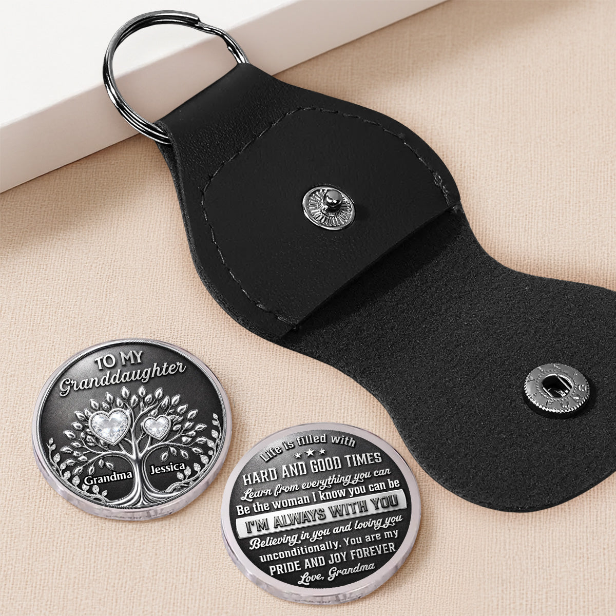 Custom Coin Keychain for Son, Father's Day Birthday Gifts • Loving You - Personalized Pocket Hug