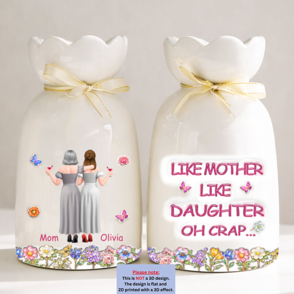 Like Mother Like Daughter - Personalized 3D Effect Ribbon Tie Flower Vase