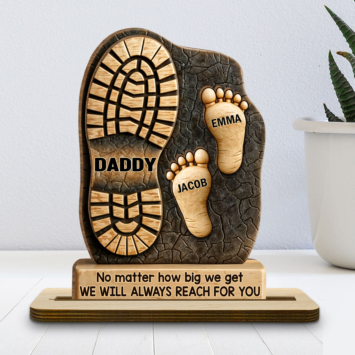 Custom Decor, Christmas Birthday Anniversary Gift Keepsake • Your Footsteps Led Our Way - Personalized 2-Layer Wood Plaque With Flat Base